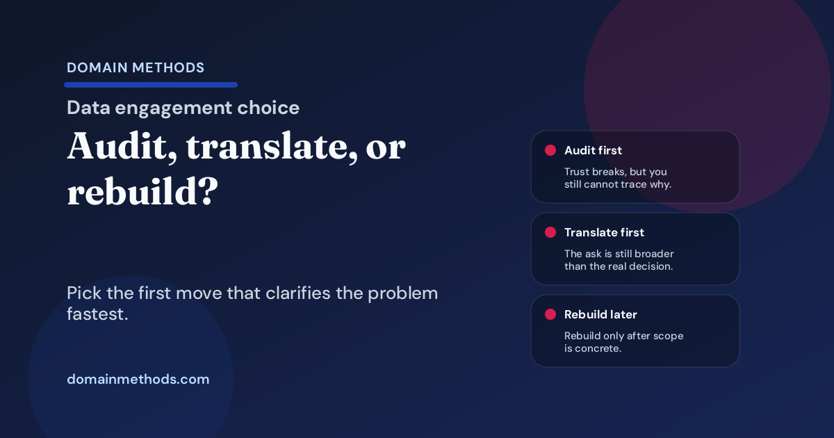 Data Audit vs Translation Sprint vs Full Warehouse Rebuild