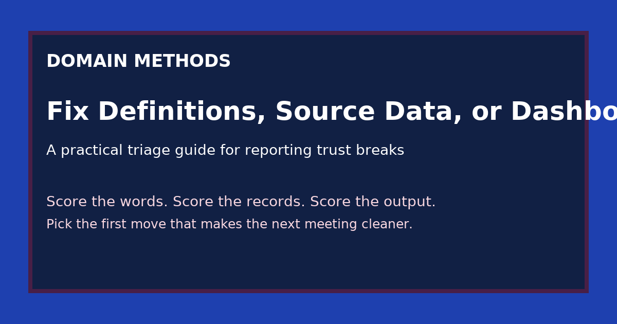 What Should You Fix First: Definitions, Source Data, or Dashboards?