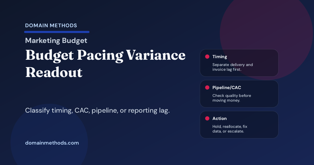 The Marketing Budget Pacing Variance Readout: Spend, Pipeline, CAC, or Timing?