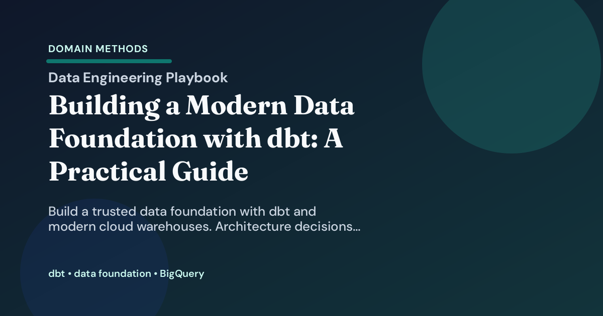 Building a Modern Data Foundation with dbt: A Practical Guide