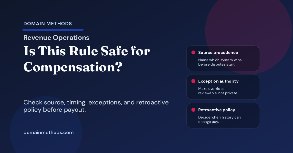 The Quota-Crediting Confidence Checklist: Is This Revenue Rule Safe Enough for Compensation?