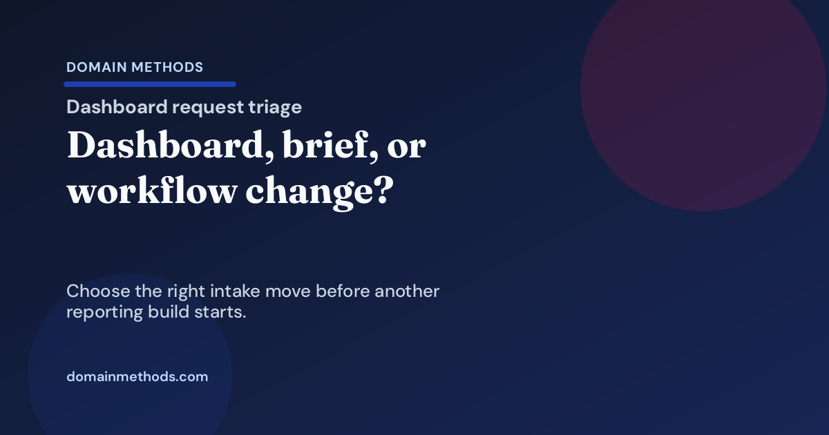 Should This Dashboard Request Become a Dashboard, a Decision Brief, or a Workflow Change?
