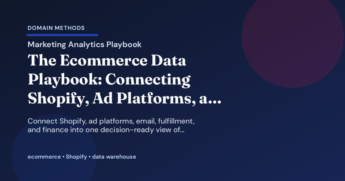The Ecommerce Data Playbook: Connecting Shopify, Ad Platforms, and Fulfillment into One View