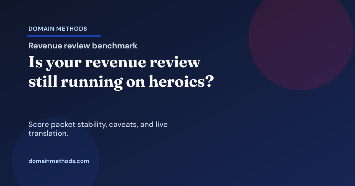 The Revenue Meeting Reliability Benchmark: Is Your Weekly Revenue Review Stable, Political, or Still Running on Heroics?