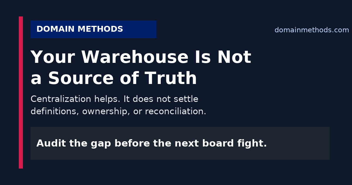 Your Warehouse Is Not a Source of Truth. It Is Just a More Expensive Place to Store Disagreement.